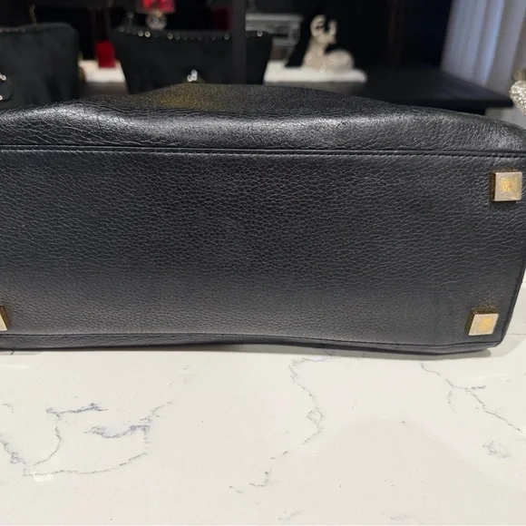 Michael Kors Collection Black Crocodile-Embossed Satchel - Picture 7 of 12